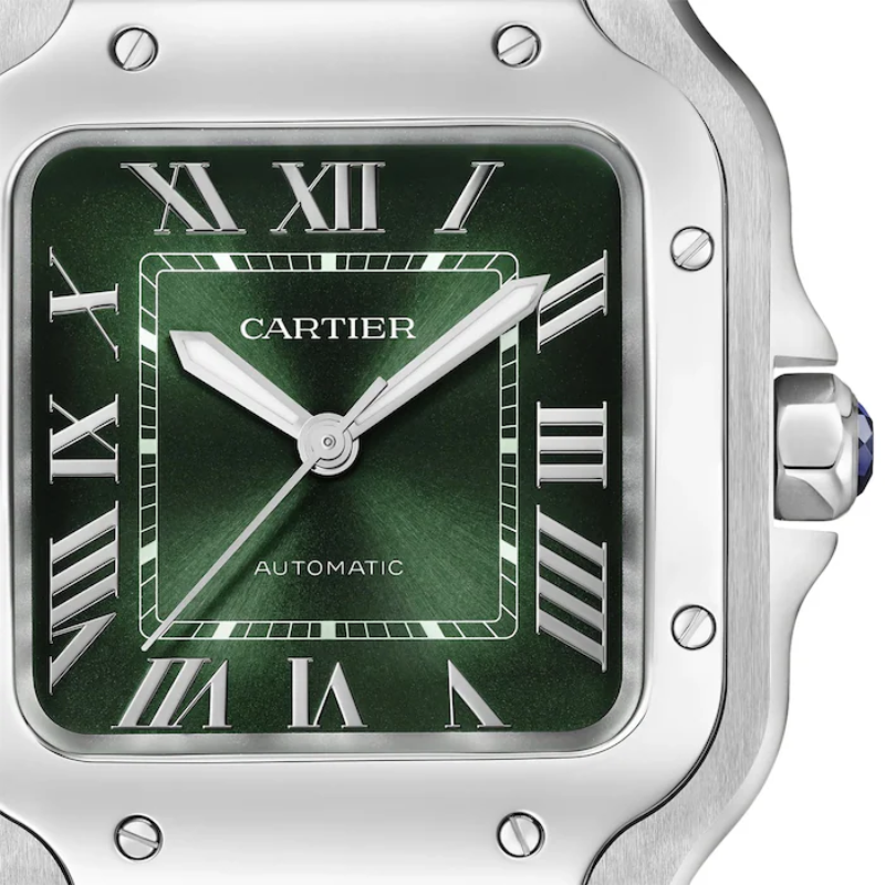 Cartier Santos de Cartier Watch, Medium Model, Steel, Automatic, Interchangeable Leather Strap MPN: WSSA0061