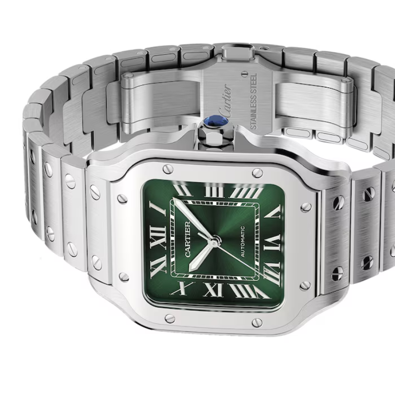 Cartier Santos de Cartier Watch, Medium Model, Steel, Automatic, Interchangeable Leather Strap MPN: WSSA0061