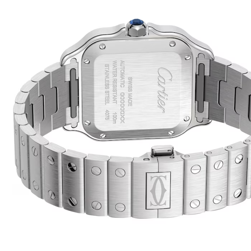 Cartier Santos de Cartier Watch, Medium Model, Steel, Automatic, Interchangeable Leather Strap MPN: WSSA0061