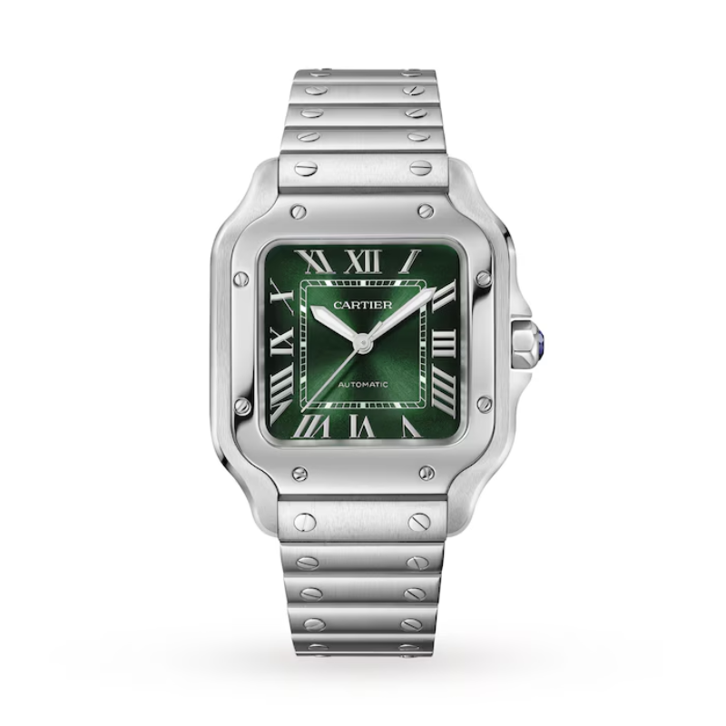 Cartier Santos de Cartier Watch, Medium Model, Steel, Automatic, Interchangeable Leather Strap MPN: WSSA0061