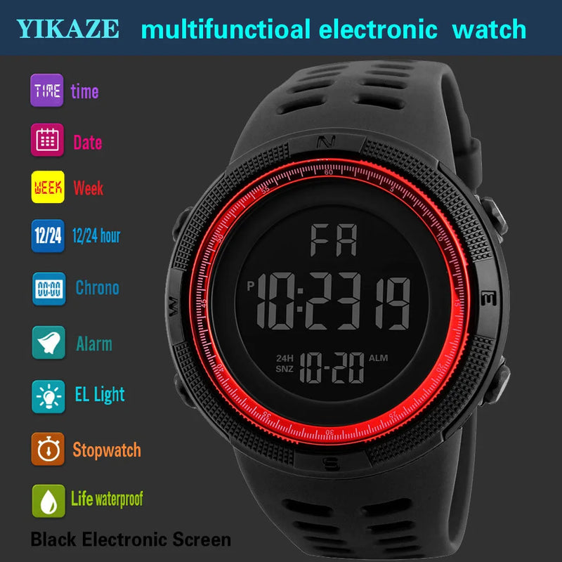 YIKAZE Y01 Military Men Sports Multifunction  Digital Watches Waterproof -Mega Watch Pro™