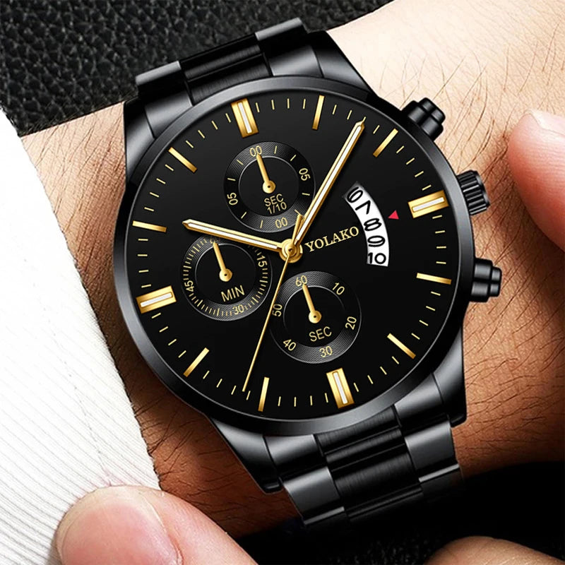 Men's Fashion Stainless Steel Watch – Luxury Quartz Wristwatch - Mega Watch Pro™