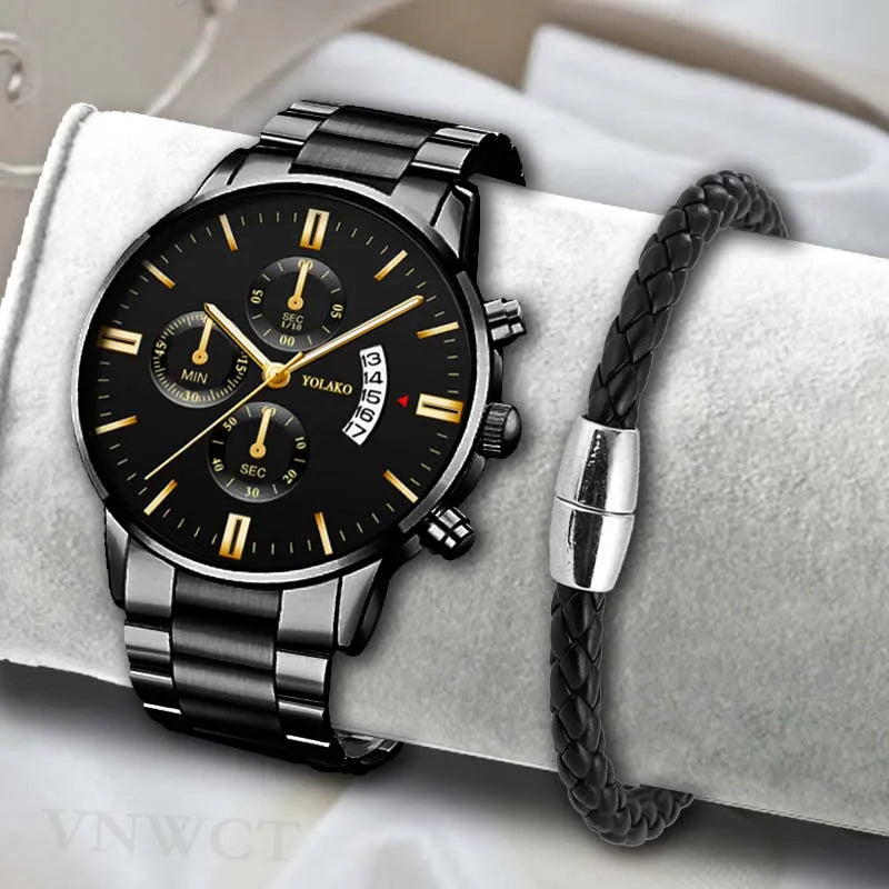 Men's Fashion Stainless Steel Watch – Luxury Quartz Wristwatch - Mega Watch Pro™